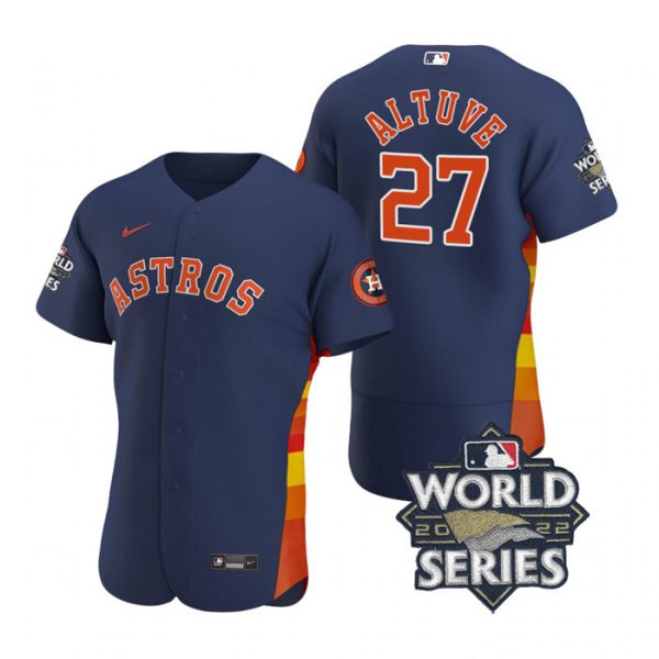 Astros 27 Jose Altuve Navy Nike 2022 World Series Flexbase Jersey->houston astros->MLB Jersey